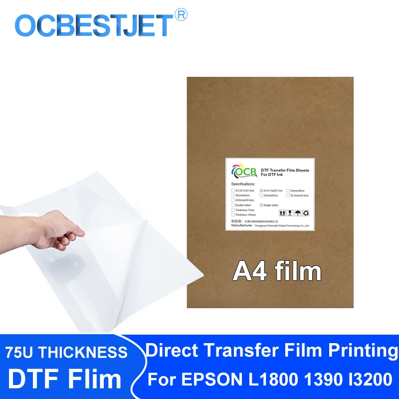 100pc A4 DTF Film 75U pre Epson L1800 L800 L805 1390 DTF Film pre tlač DTF Ink Pet DTF Film