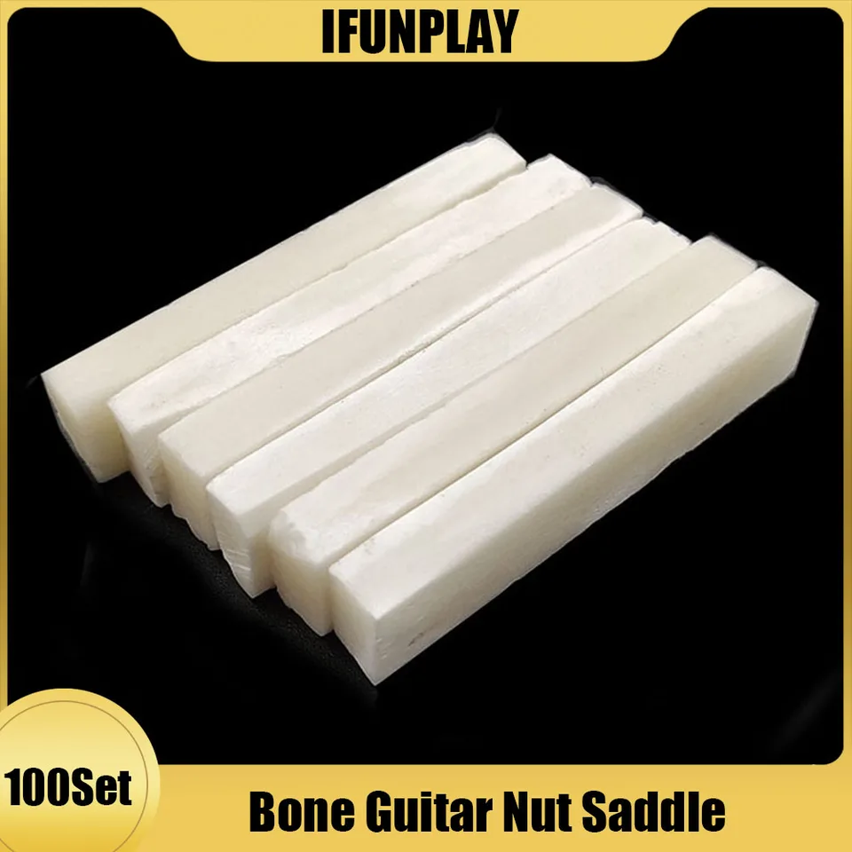 100set Klasický akustický elektrický gitarový gitarový gitarový reťazec Seddle Saddle Nut Plant Výmena dielov