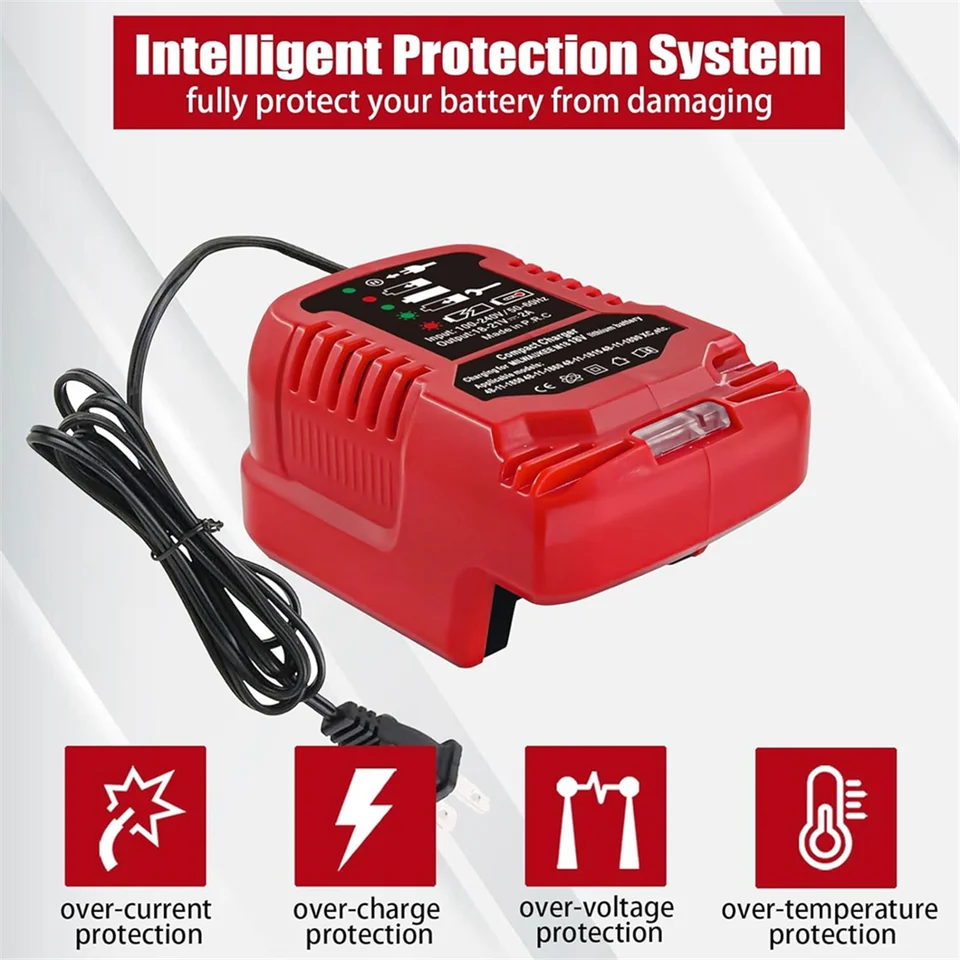 100V-240V Prenosná li-iónová batéria Mini Compakt Charger pre Milwaukee 18V Litium Battery Výmena za batériu M18 18V