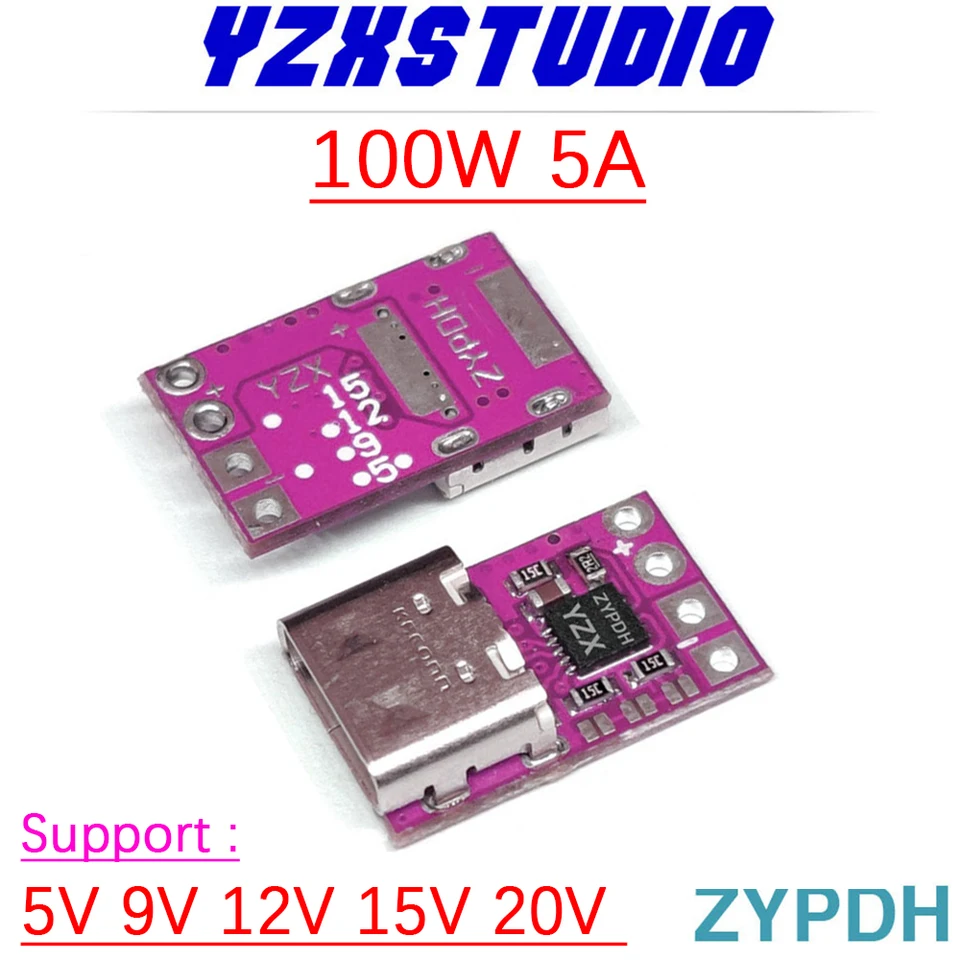 100W 5A Type-C PD Decoy PD3.0 Spúšťače 5V 9V 12V 15V 20V PC Notebook Power USB PD do DC Adapter Data Cable Connection Nabíjanie