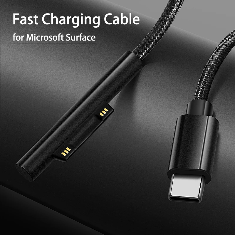 100W USB C PD adaptér prevodník pre Microsoft Surface Pro 4 5 6 7 8 x GO 15V Typ C Rýchle nabíjanie káblového kábla pre povrchovú knihu