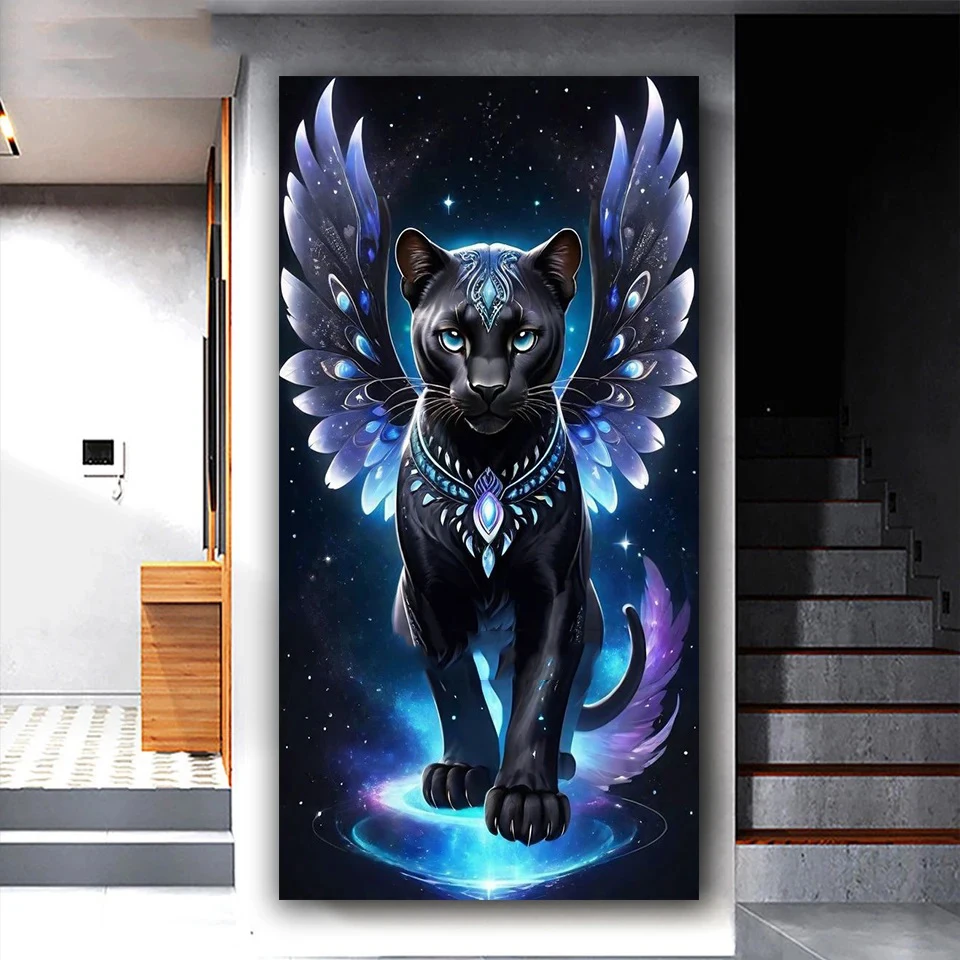 100x200cm krídla Angel Panther 5D DIY Diamond Painting Jewelry Cross Stitch Úžasný zvierací diamantový výšivka mozaika dekor G473