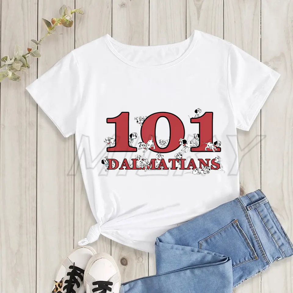 101 Dalmatian Graphic T košele Ženy Funny zvieratá Tréning Kawaii Cartoon krátky rukáv TEE Vintage Dámske oblečenie Streetwear