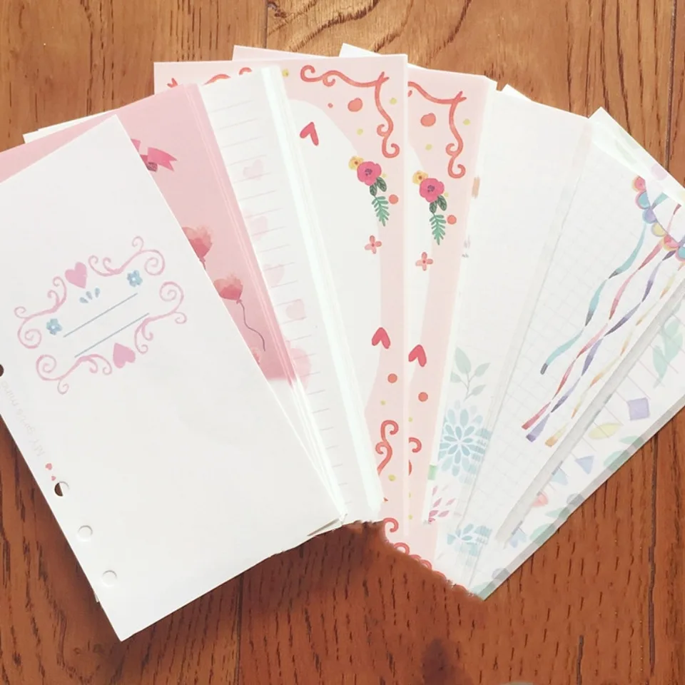 101Sheet A5 A6 A7 A7 Loose-Lef Refll Paper Cake 6-Dierový vnútorný doplňujúci špirálové spojivo papierové karikatúra Blank Connell Stationsery