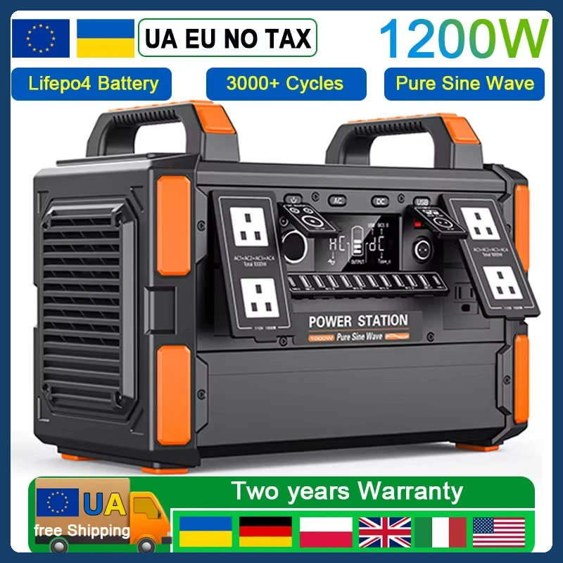 1024WH LIFEPO4 batéria 1000W 1200W Prenosná elektráreň Čistá sínusová vlna núdzový výkon
