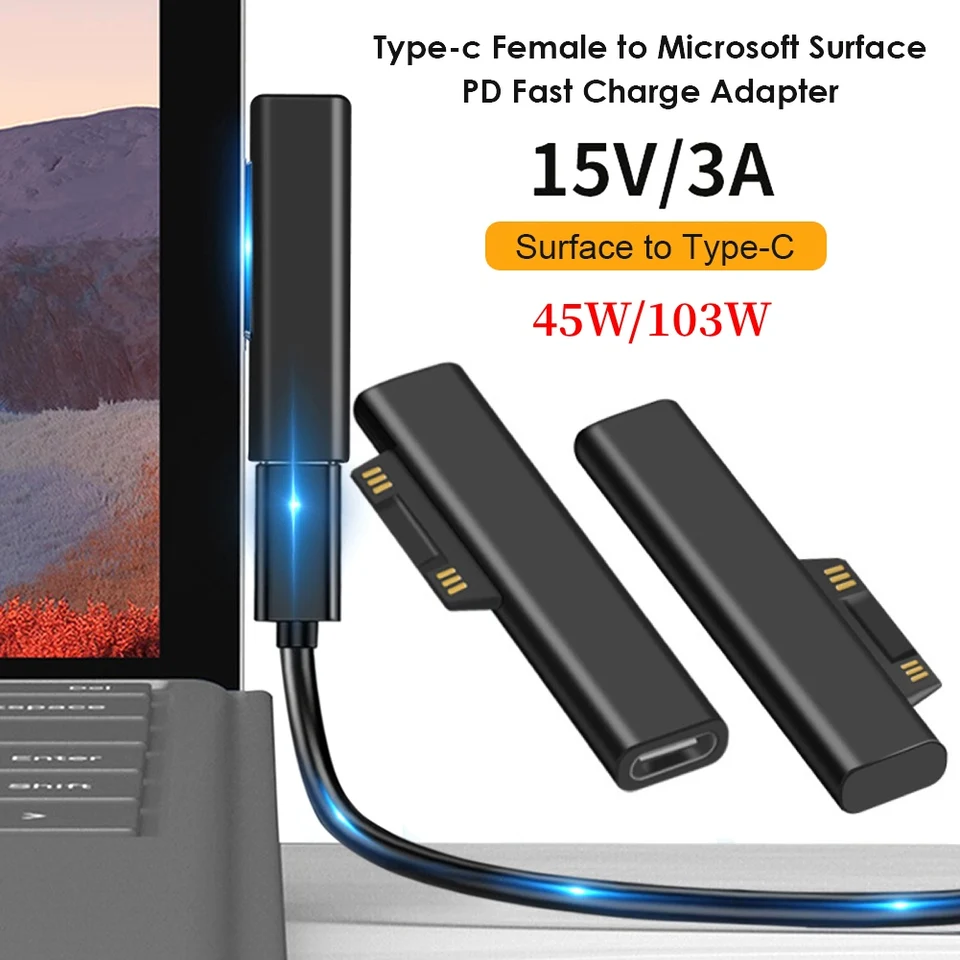 102W 6.8A PD Rýchle nabíjacie zástrčka pre konvertor pre Microsoft Surface Pro X 8 7 6 5 4 3 GO Book USB C nabíjačka Magnetický napájací adaptér