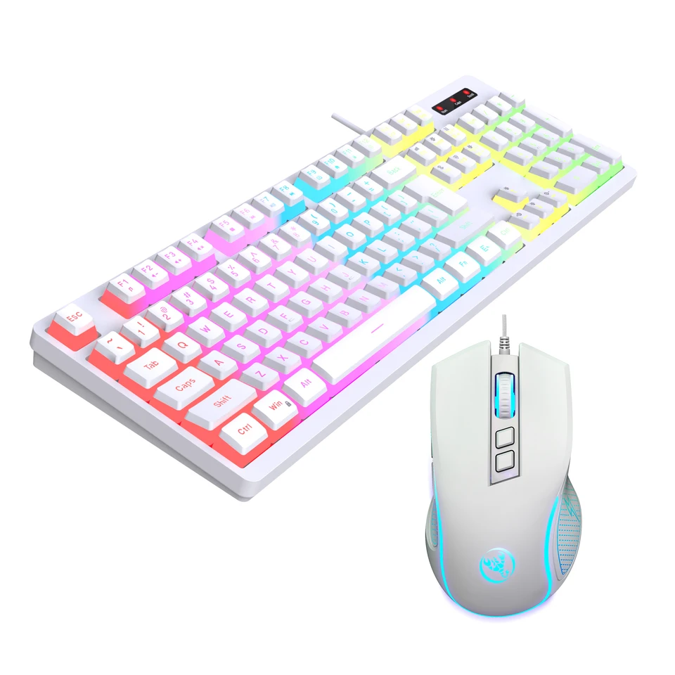 104 klávesov RGB Backlit Game Keyboard Mouse Combos RGB Pudding Klávesnica chladná žiariaca herná myš pre domácu kanceláriu Gamer