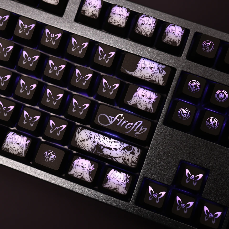 104 kľúče/set Firefly Honkai: Star Rail Backlit Keycaps PC povlaky pre Logitech G512 Razer Blackwidow Huntsman Corsair K70 K95