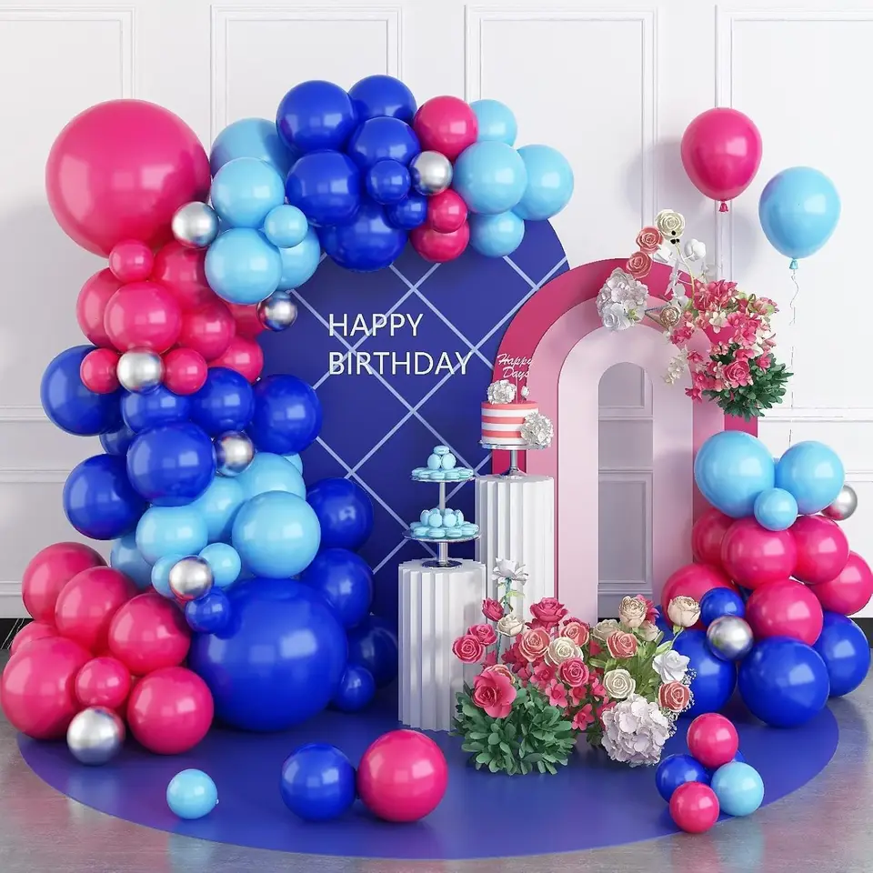 105ks modré horúce ružové balóny Garland Arch Kit DIY Kady Perfect Baby Shower Svadba svadobné výročie narodeninovej oslavy dekorácia