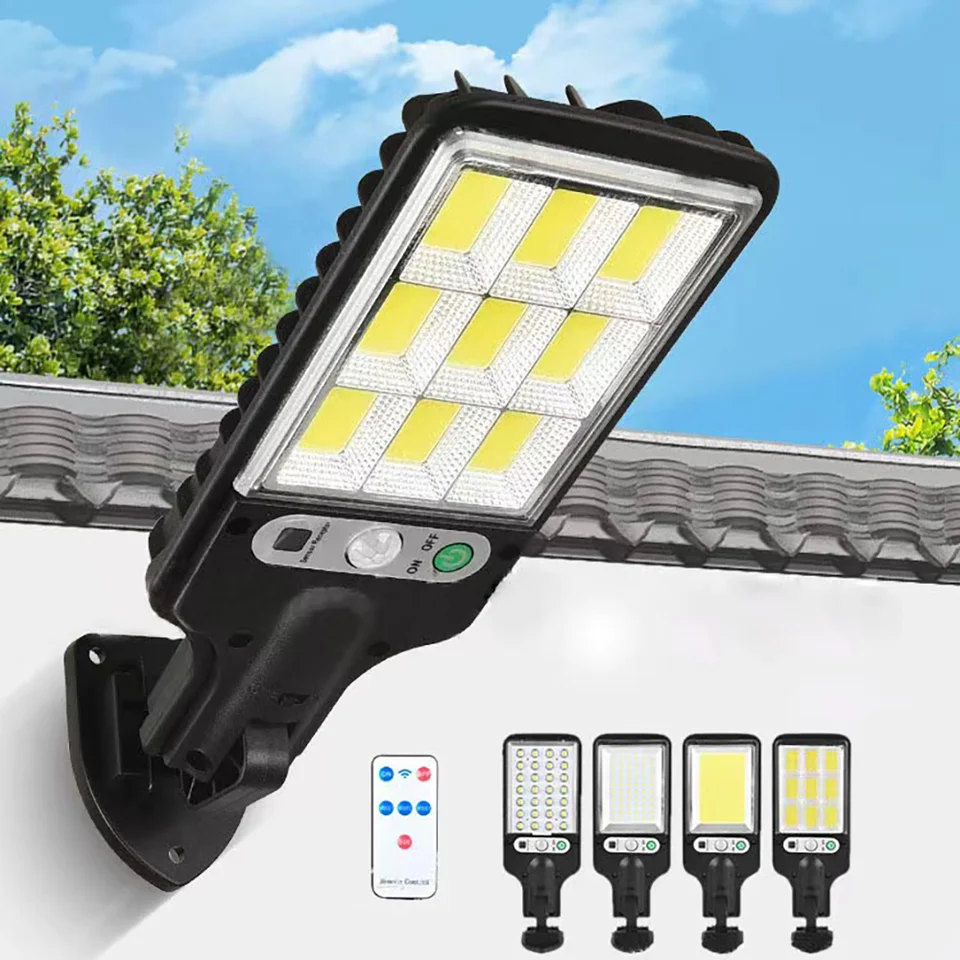 108 COB Sensor LED pouličná lampa 3 Svetelné režimy vonkajšie vodotesné bezpečnostné solárne žiarovky pre záhradné terasy diaľkové ovládanie svetlo