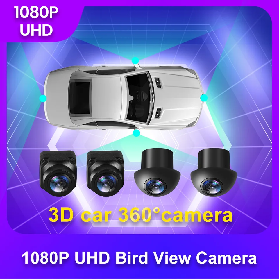 1080p 360 ° Panoramatická kamera HD Zadná predná doprava vľavo 3D 360 View Bird Panoramatické príslušenstvo pre rádio Android Android
