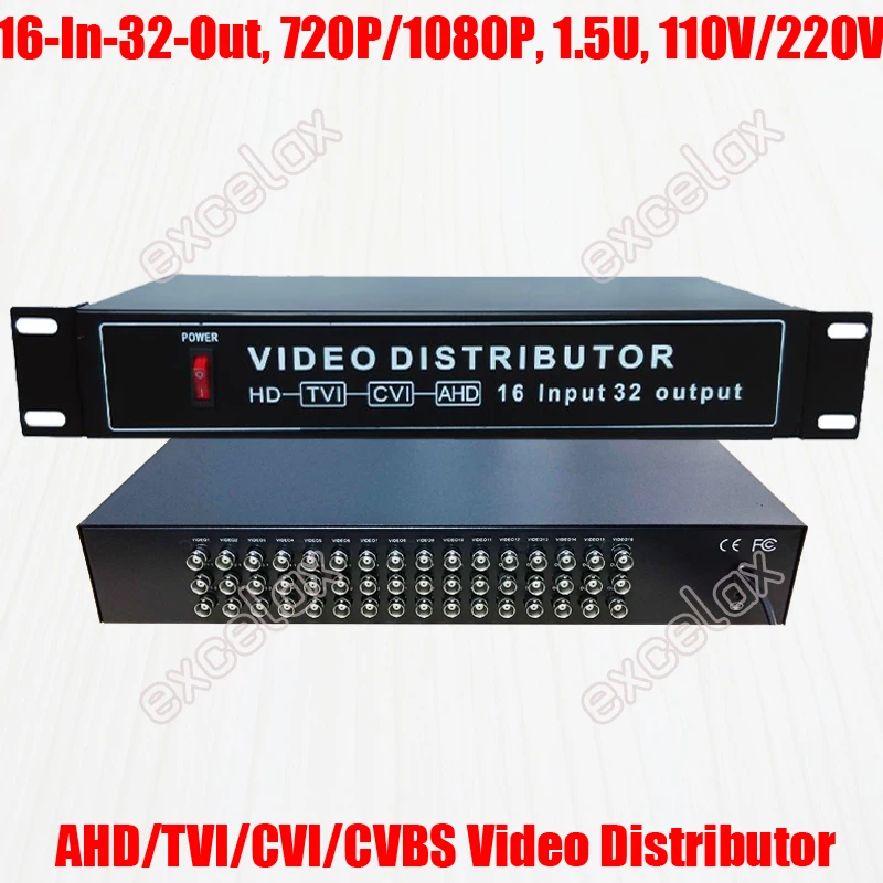 1080p 960p 720p 16ch v 32 -kotúre Out AHD CVI TVI CVBS Video Distribútor Splitter 1,5U RACK MONT pre analógový bezpečnostný systém CCTV HD CCTV