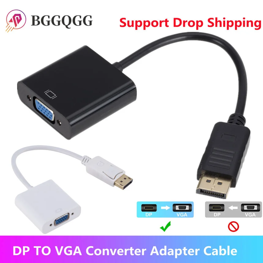 1080p DisplayPort Display Port DP DP to VGA Adapter Cable Muž pre ženský prevodník pre počítačový notebook HDTV Monitor projektor
