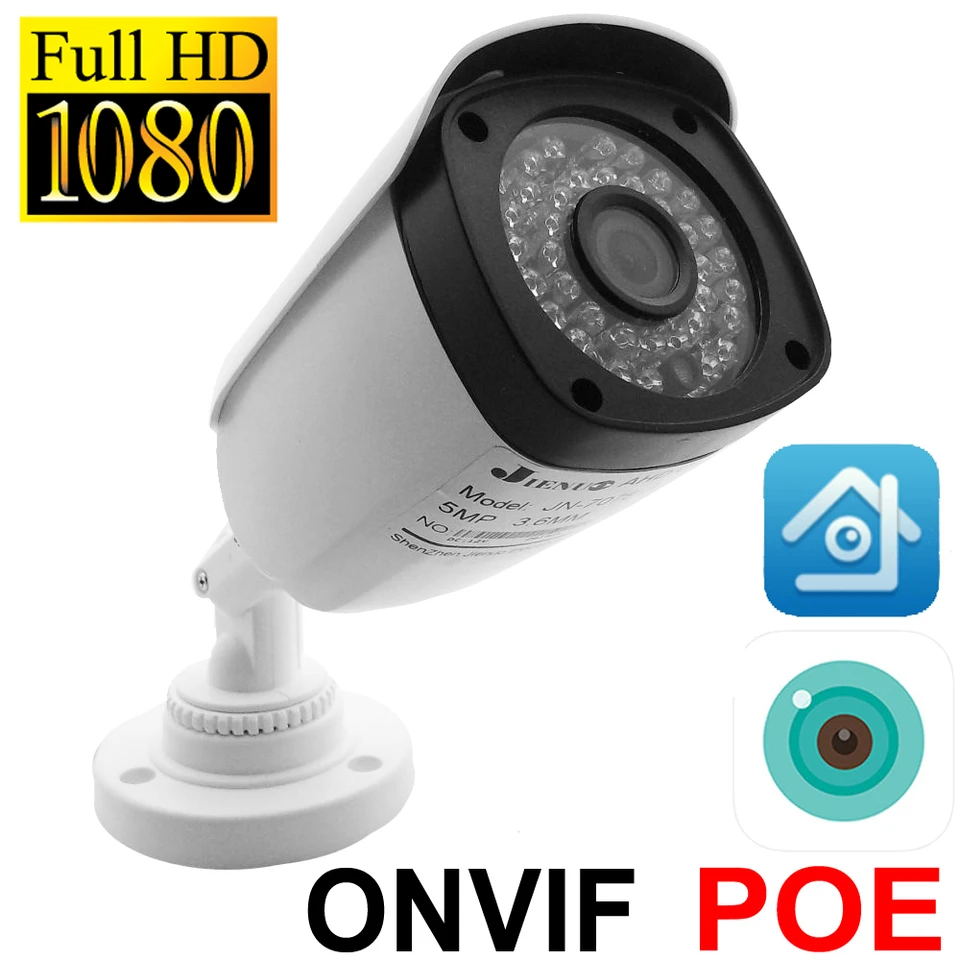 1080p Poe IP fotoaparát Poe CCTV Security Video Sledovanie nočného videnia Infračervená HD Home IPCam Outdoor Witerproof Poe Camera Onvif Poe Camera