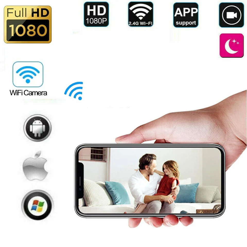 1080p Video rekordér fotoaparátu WiFi s karosériou Cam Wireless Monitor Sensor Smart Home Security Protection