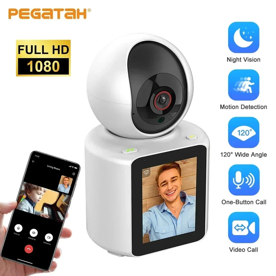 1080p WiFi IP fotoaparát baby monitor bezdrôtovo 120 ° širokouhlý, dvojcestný audio video nočné videnie v interiéri bezdrôtovej PTZ fotoaparátu PTZ