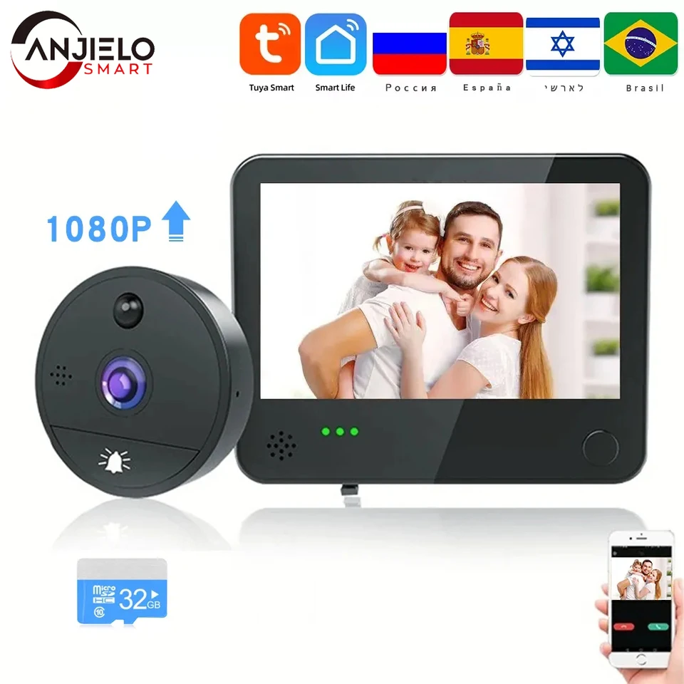 1080p wifi tuya inteligentné video peephole for Dvers Viewer Domov Video-Eye Interkomy pre byt Video Dverne Bell Intercom pre dom