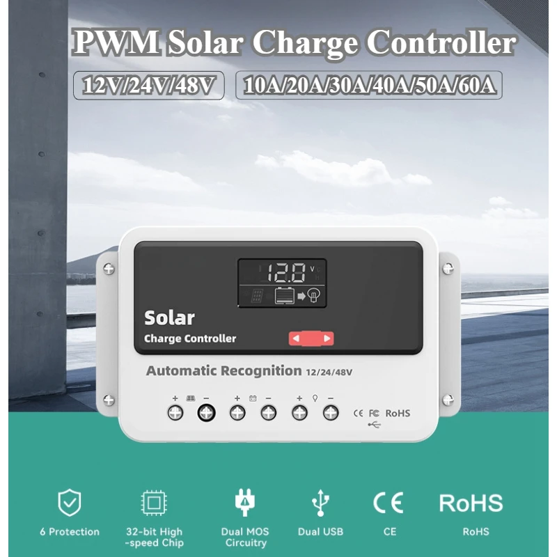 10A-60A PWM regulátor regulátora solárneho náboja