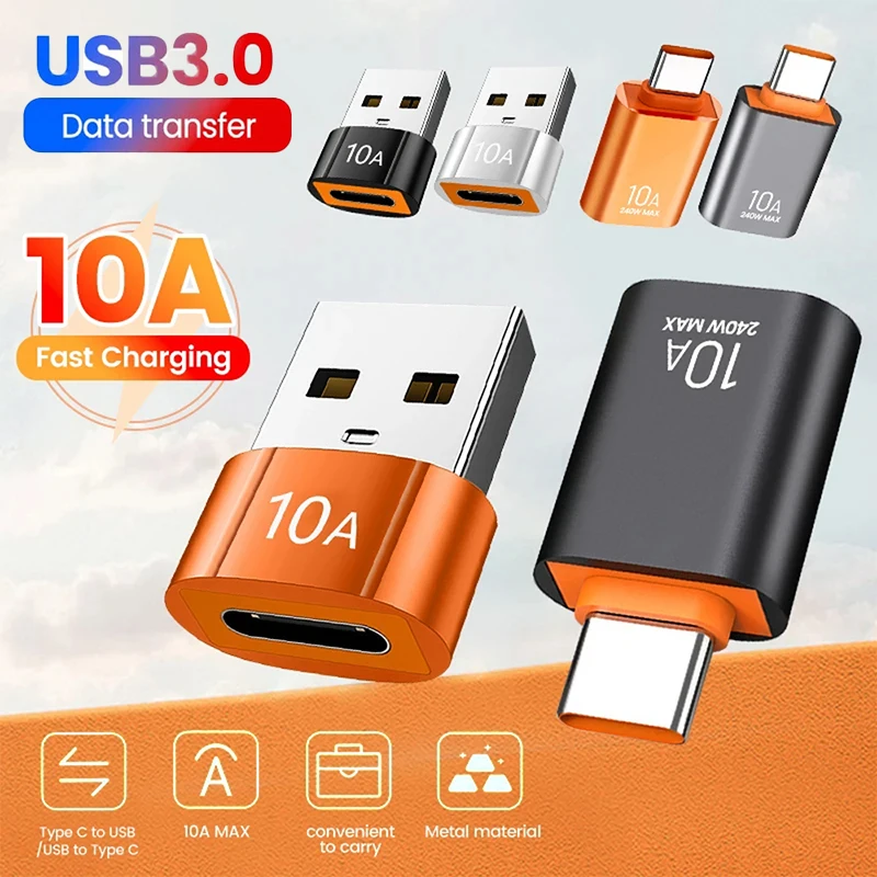 10A USB 3.0 na typ C Mini Fast Transfer USB Type C Žena do USB PD Adaptér vhodný pre prevodníky nabíjačiek mobilných počítačových automobilov