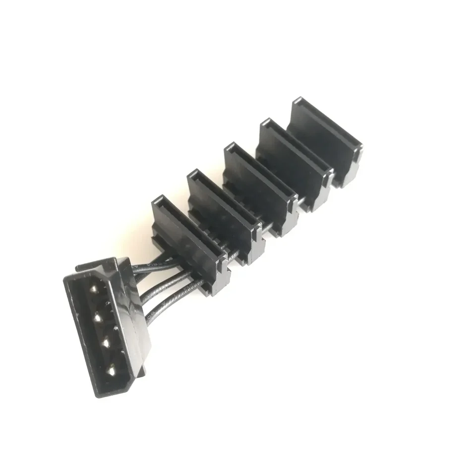 10cm 4pin IDE adaptér do 5 x SATA splitter počítačový hostiteľský puzdro ATX napájací napájací kábel kábel 18awg