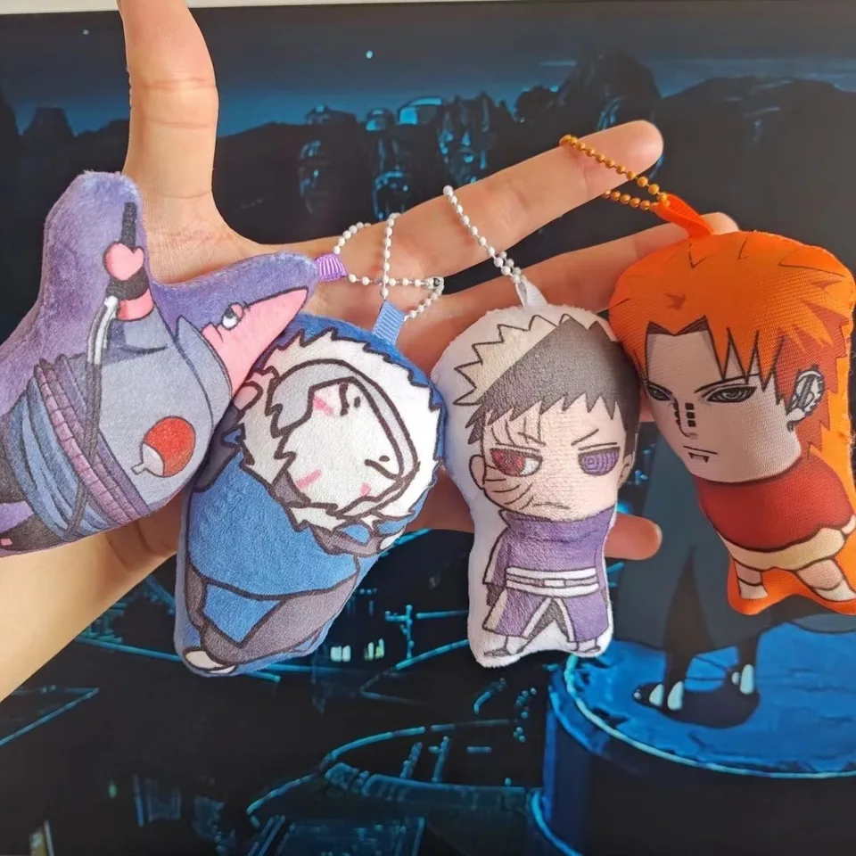 10cm Naruto Sasuke kľúčový reťazec prívesok Talking Doll Doldant Uchiha Obito kreativita roztomilý vrecko Keychain prívesok anime darčekové hračky