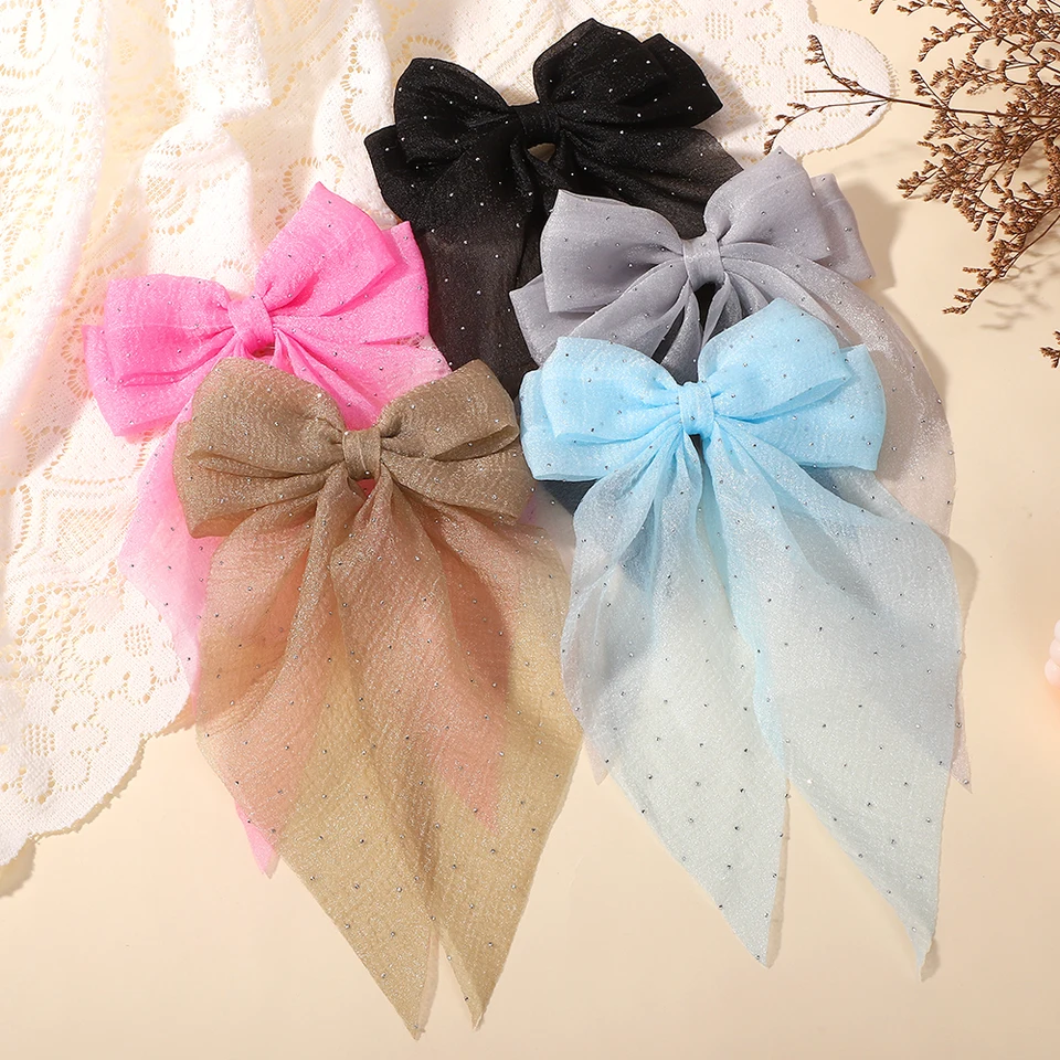 10Colors Elegantné veľké pruhy pásky klip na vlasy Módna módna saténová jarná klip Spring Spring Spr.