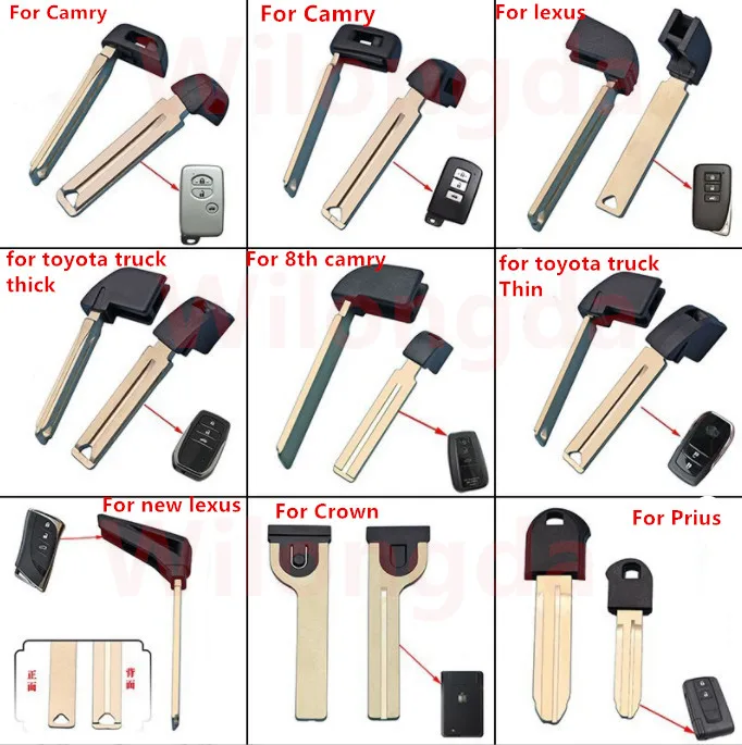 10CSP Emergency Smart Smart Remote Key Blade pre inteligentnú kartu Toyota Smart Card diaľkové ovládanie malého kľúča Camry RAV4 Domineering Lexus Lexus Cruiser