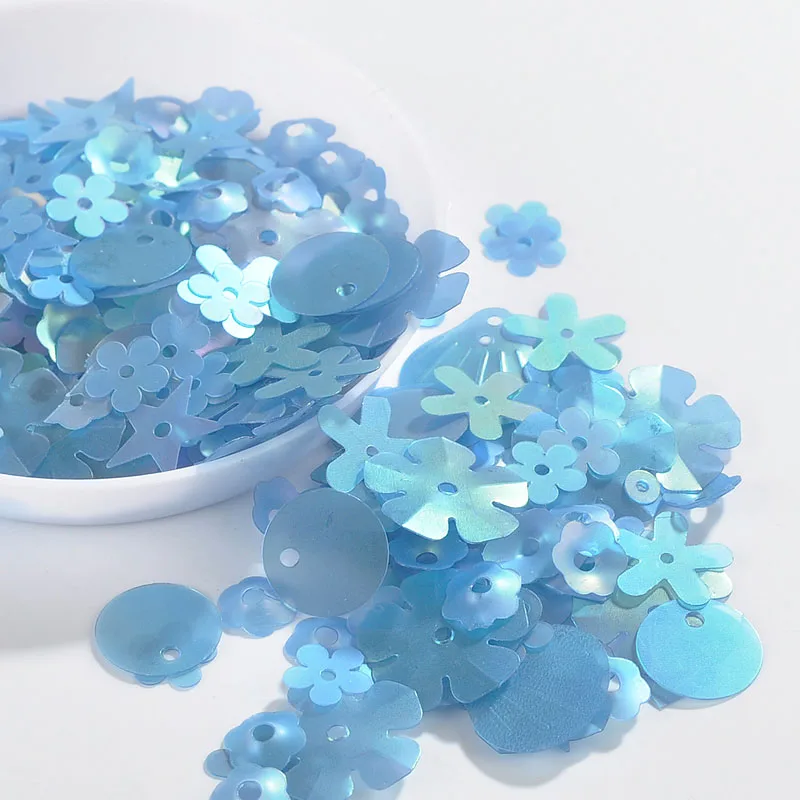 10g/balenie matné džínsové modré flitry Flowin Plum Star Tvar tvare Flitre Paillettes Svadobné konfetové ručné šijacie príslušenstvo