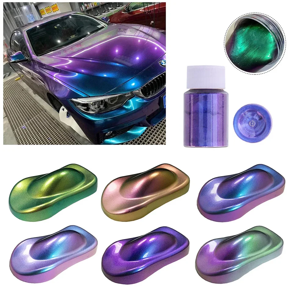 10G Car Pearlescent Pigment Práška Výmena chameleónového pigmentu prášku 6 farieb DIY farba práškovo