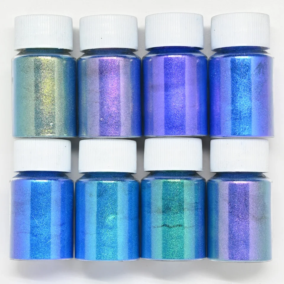 10g/fľaša perlová modrá chameleónové nechtové zrkadlo Aurora Pigment Chrome Dust Leskiny Mermaid sľudy