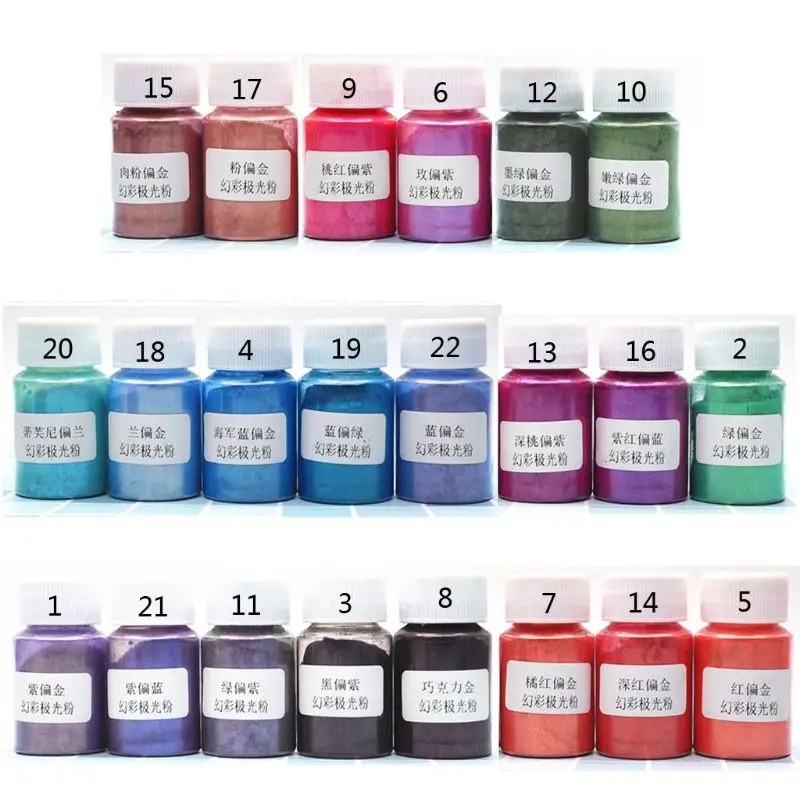 10G Magic Aurora Pearl Pigment Pult Prášky sľudy perleťové farbenie živice farbenie šperky výroby