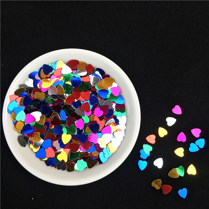 10g/taška 6mm milostné tvary srdca Flitre Paillettes for Nail Art Manikúru, svadobné dekorácie Konfety, detské slime DIY doplnky