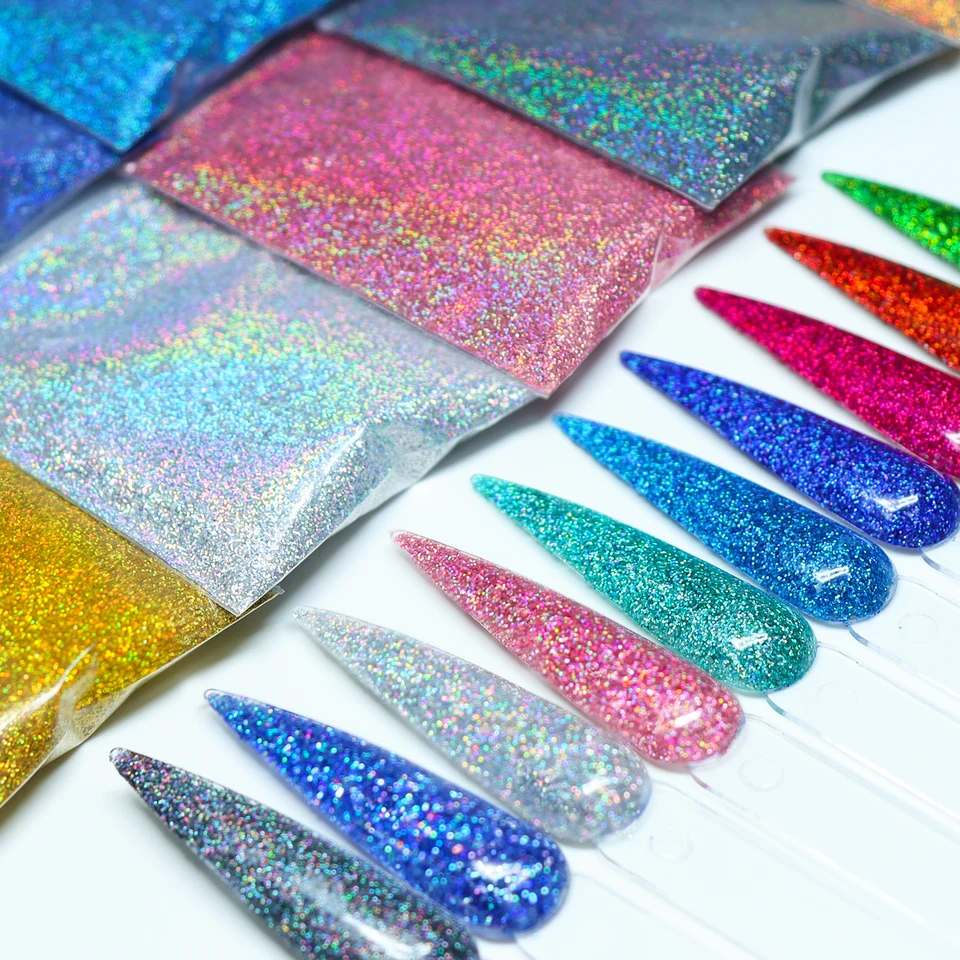 10G/taška Holografický laserový prášok na nechty Glitter Zlato strieborný chrómový pigment prach pre nechty Art DEY