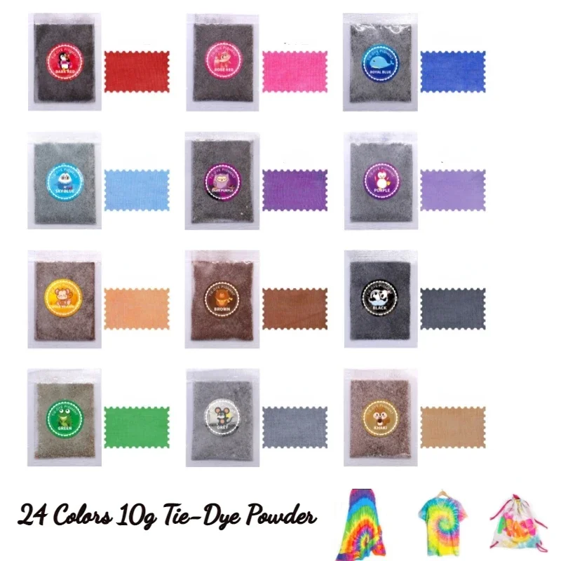 10G taška na studené farbivo kravata Pigment Pigment bavlnené konope farbivo DIY farebný prášok Detské ručne vyrábané DIY DODALENIA 24 K dispozícii