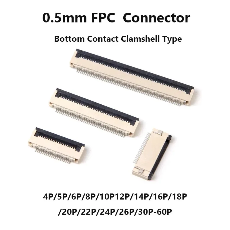 10ks 0,5 mm FFC / FPC konektor 4 PIN 5 6 7 8 10 12 16 18 20 22 24 30 P Typ dolného kontaktu