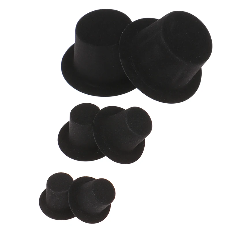 10ks 1:12 Dollous Miniatúrne simulácia Čierny Bowler Hat PVC Flocked Hat DIY Dolls Módne doplnky Domáce dekorácie ozdoba