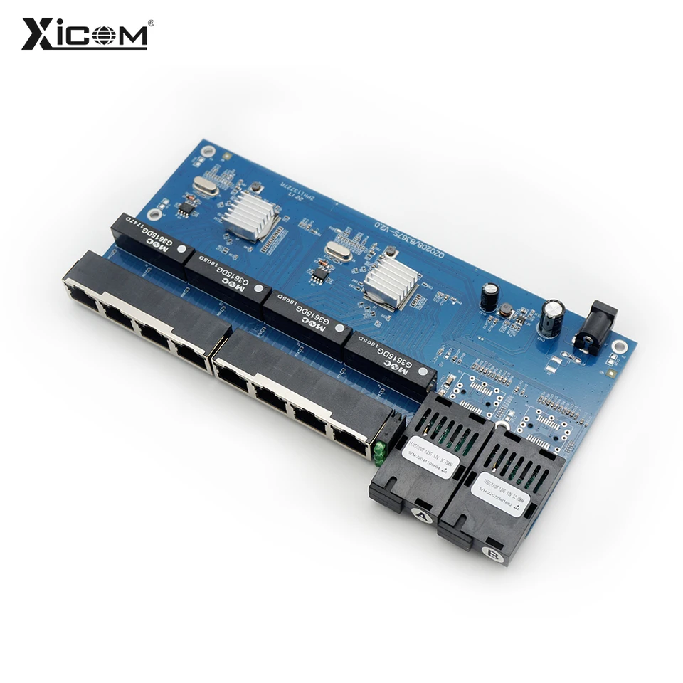 10ks 10/100/1 000 m gigabit Placa Mettro Switch Fibra 8 RJ45 UTP 2 SC Fiber Port Fast Ethernet Fiber Fiber Optické médiá Converter PCBA
