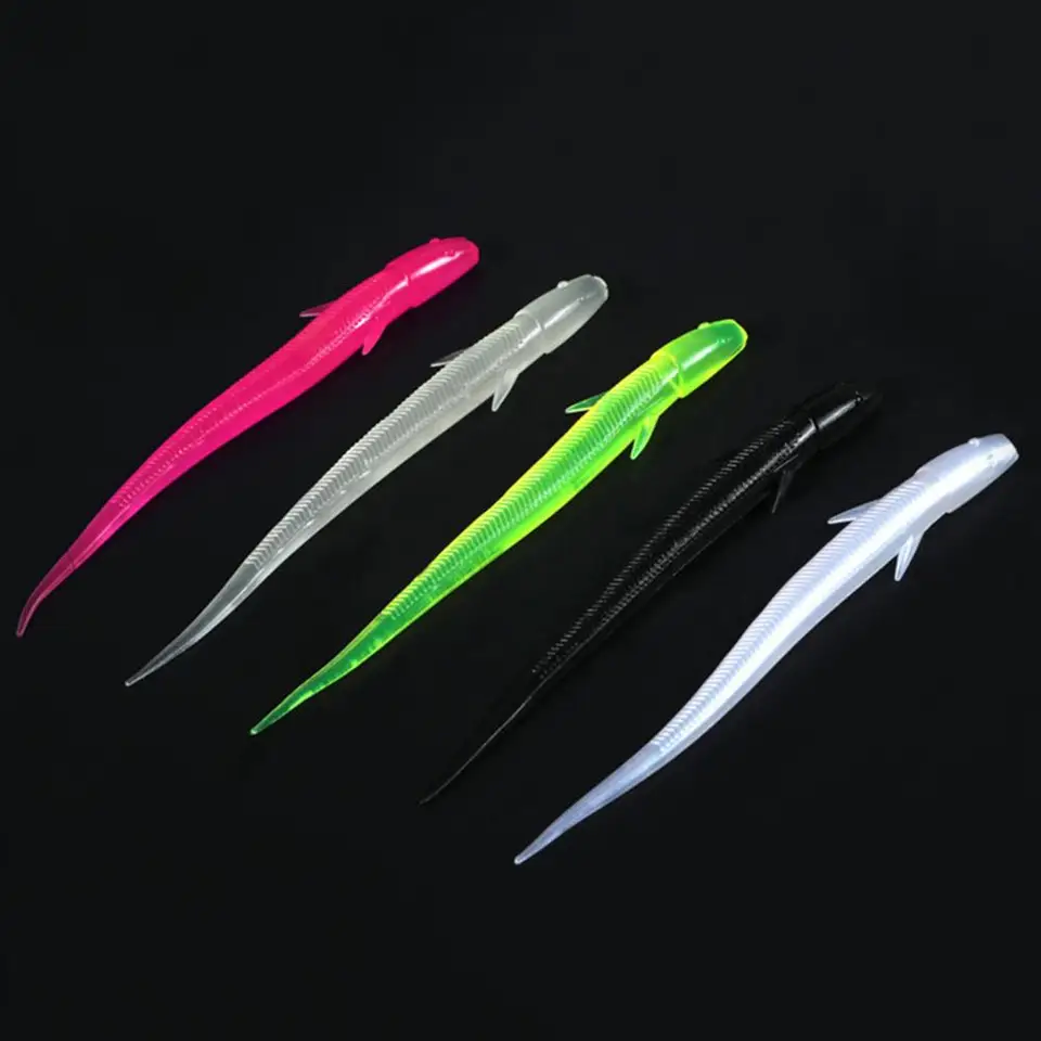 10ks 10 cm/3g rybárska návnada špicatý chvost Zjednodušený svetelný červ Umelá mäkká návnada PVC Loach Worm Risking Lure návnada