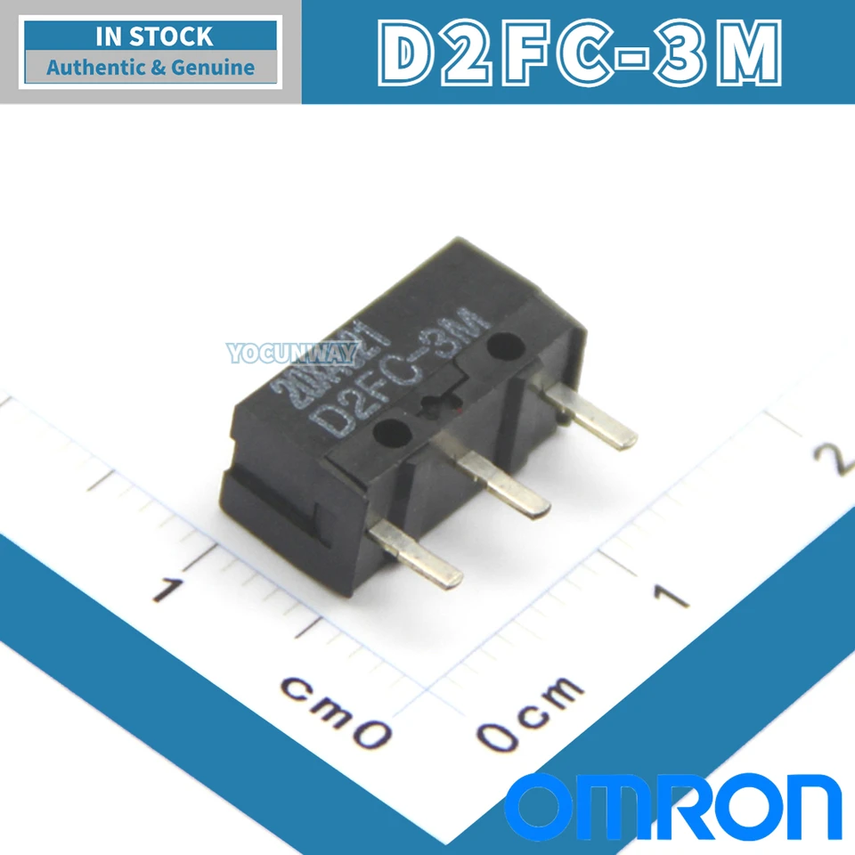 10ks-100ks D2FC-3M Nový originálny OMRON Micro Switch Žltý bodový limitný prepínač myši Oprava myši Whloesale