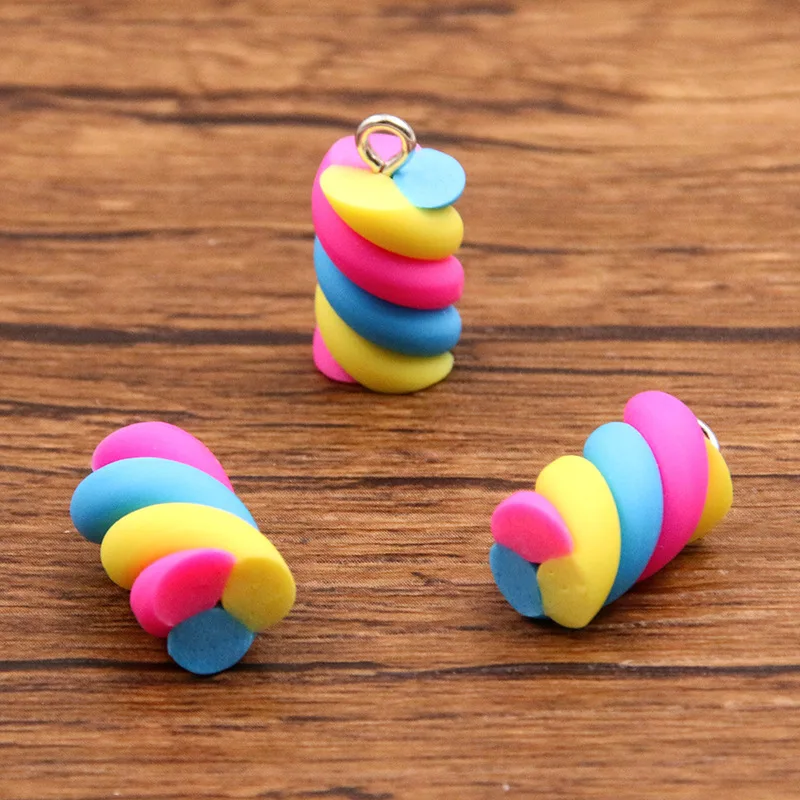 10ks 10x20mm 6 farebná farebná bavlnená cukrovinky Charmky DIY nálezy Kawaii 3D náramky Keychain prívesok na výrobu šperkov