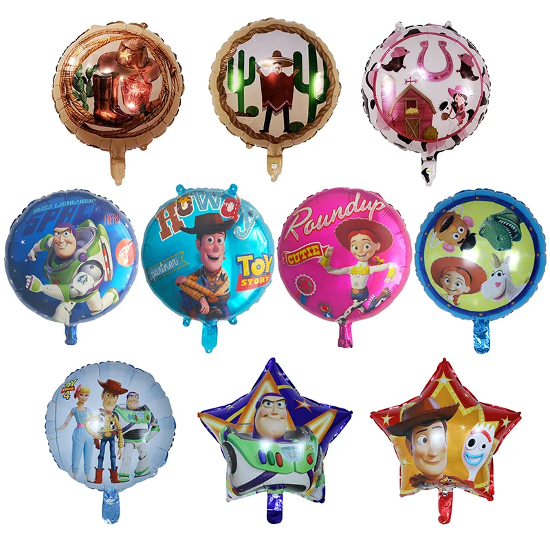 10ks 18 palcov West Cowboy Foil Helium Balloons Disney Toy Story Party Decorácie Buzz Lightyear Woody Air Globos Dodávky darček