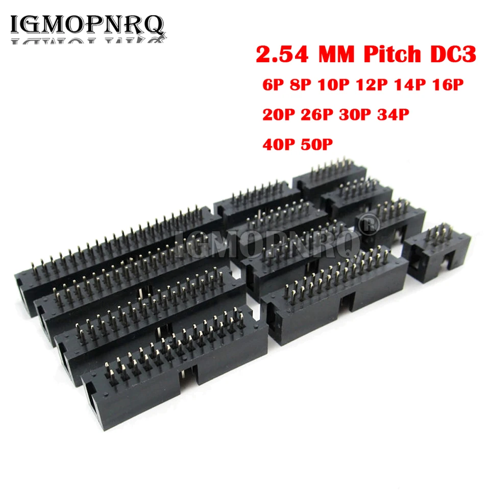 10ks 2,54 mm rozstup DC3 cez otvor 6 8 10 12 14 16 20 26 30 34 40 50 50 Pin Straight Male Male Male PCB IDC Socket Box Header JTAG