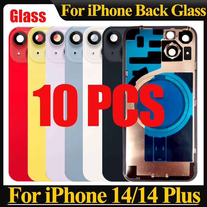 10ks 2 v 1 zadnom skle Výmena za iPhone 14 plus 14plus zadné kryty dverí s malými časťami kovový tanier magnetický