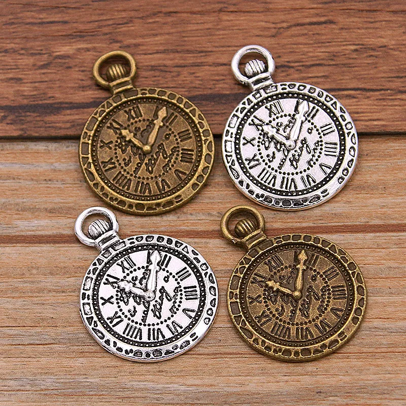 10ks 21*29 mm 2 Farba vintage kovový zink zink zinkokrát okrúhly parnýpunk hodinové kúzla pre DIY náhrdelník Náramok