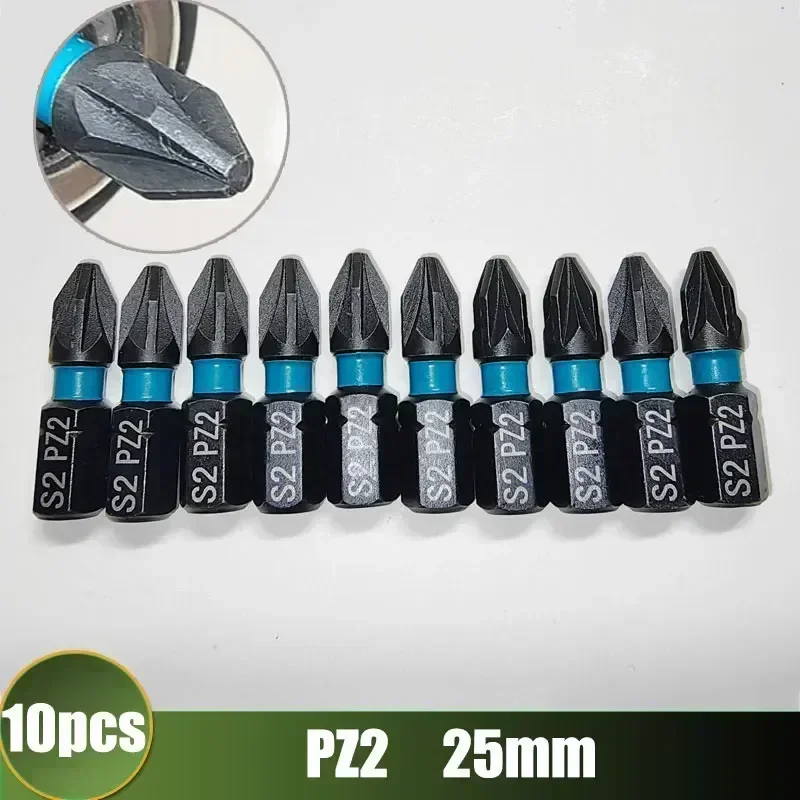 10ks 25 mm PZ1/PZ2/PZ3 S2 Zliatina oceľový presný skrutkovač sada bitov pre vŕtací nárazový skrutkovač šesťhranný driechový magnet driechový magnet