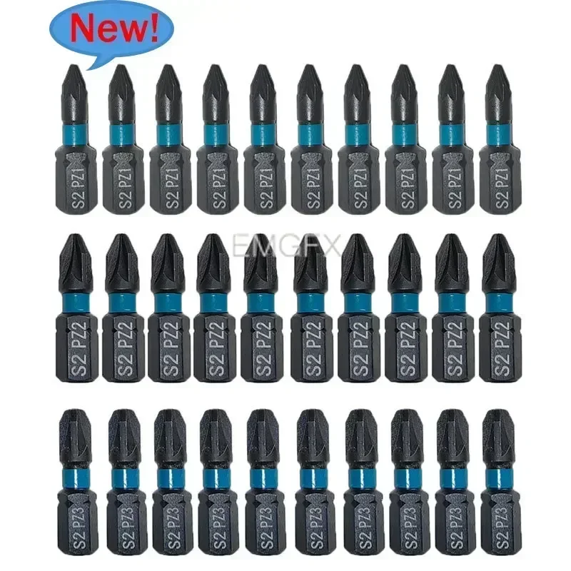 10ks 25 mm PZ1/PZ2/PZ3 S2 Zliatina oceľový presný skrutkovač sada bitov pre vŕtací nárazový skrutkovač šesťhranný driechový magnet driechový magnet