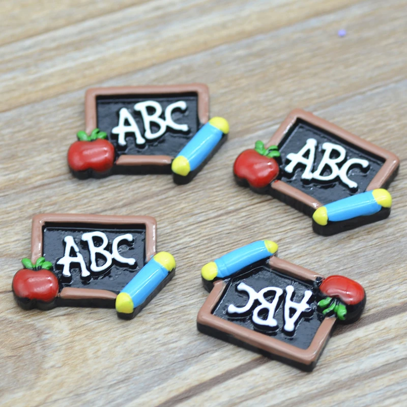 10ks 28x21mm živice ABC Balck Board, Back to School Souvesirs, Resin Cabchons, DIY miniatúry