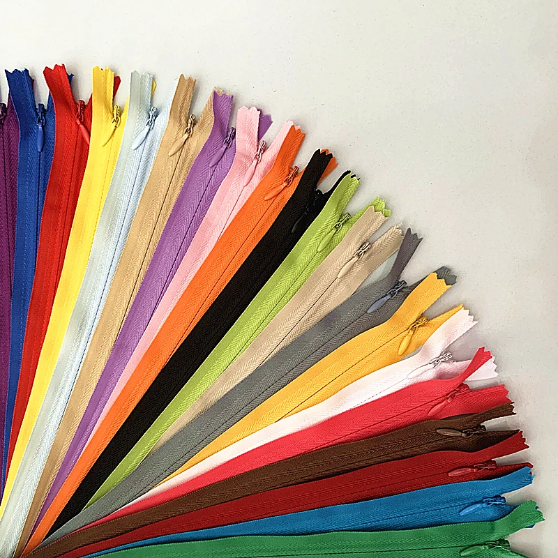 10ks 3# skrytý zips 20-60 cm (8-24 palcov) Proces šijacieho kurátora DIY, nylonový šijací prsteň zips