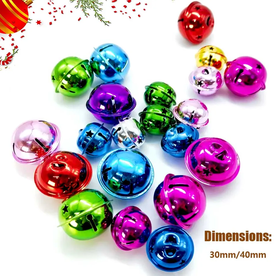 10ks 30-40 mm Bell Jingle Gold/Silver vianočný stromček prívesok Glitter Bell Hollow Star Sleigh Bell Decorácie