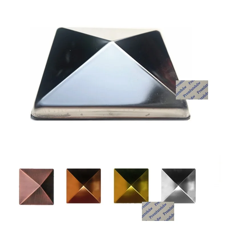10ks 304 z nehrdzavejúcej ocele štvorcový pyramídový plot stĺpik brány brány Onlay Aplikácia Antique Rose Gold Red Copper
